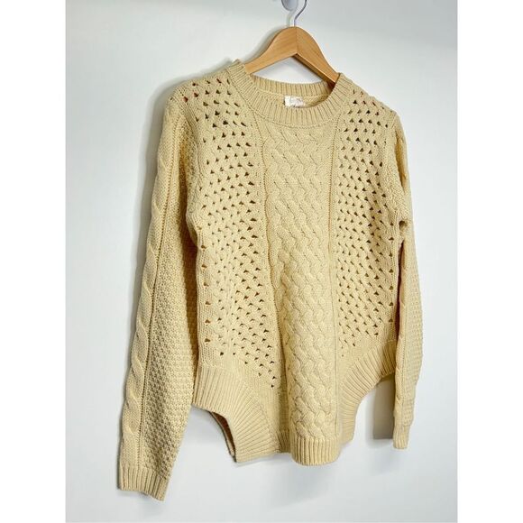 Misia Sweater Womens Chunky Knit Cream Crewneck Long Sleeve Size Large - Picture 3 of 7